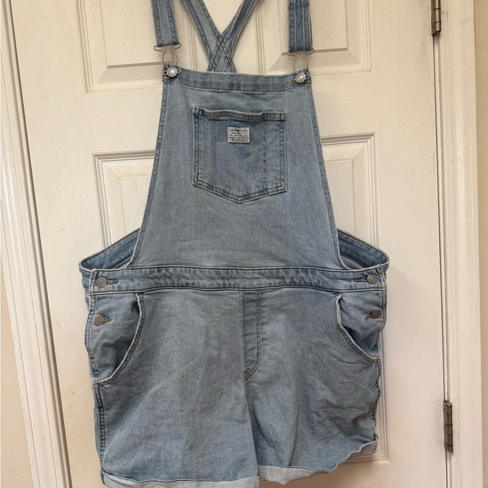 Levi's Light Blue Jean Shorts Overalls